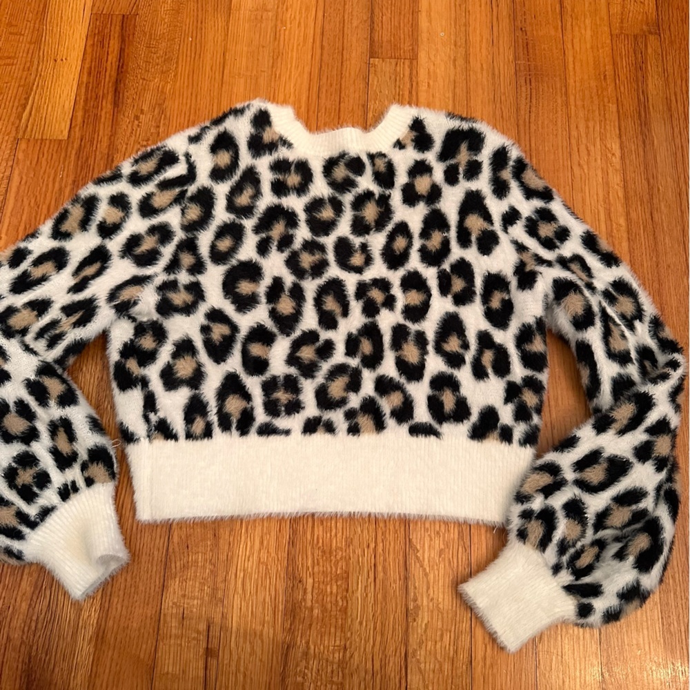 ARITZIA Sunday Best Kitten Sweater Fuzzy Leopard Print Size Small (k11) - Picture 14 of 15